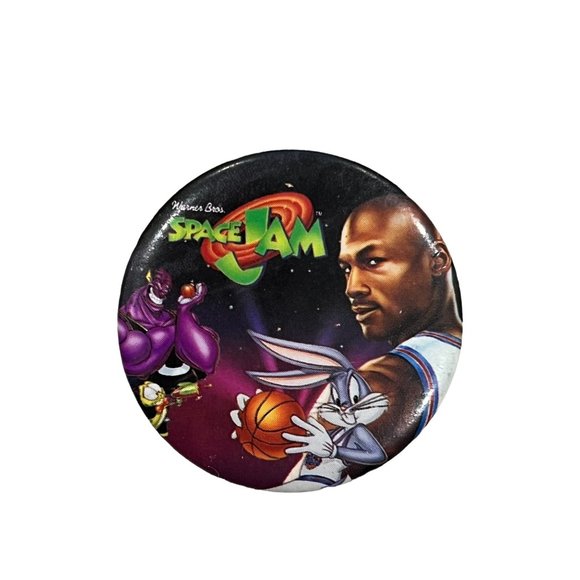 Vintage Michael Jordan Air SpaceJam Bugs Bunny Warner Bros. Pinback 1996 - Picture 1 of 2